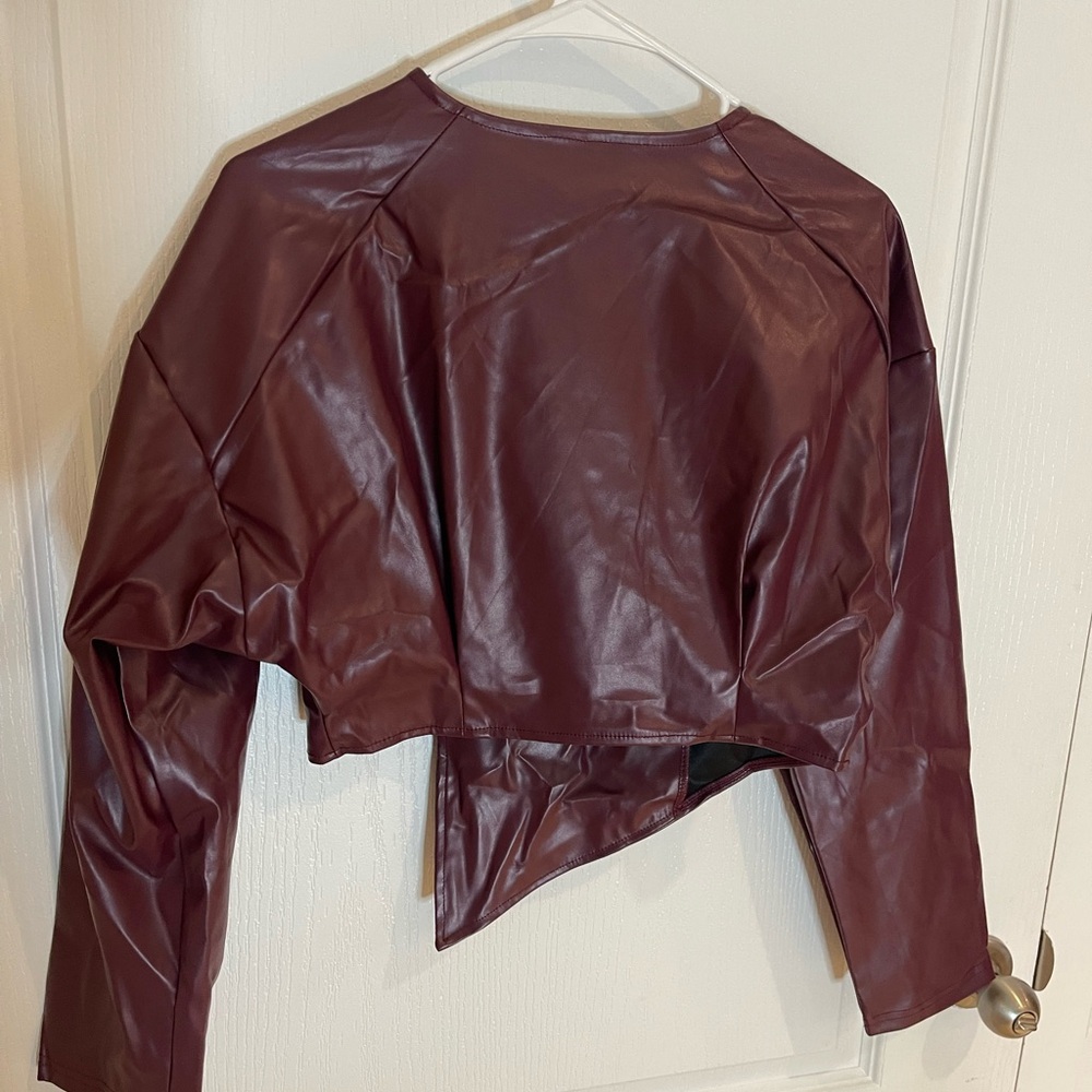 Crop PU Faux Leather Jacket - Picture 4 of 4